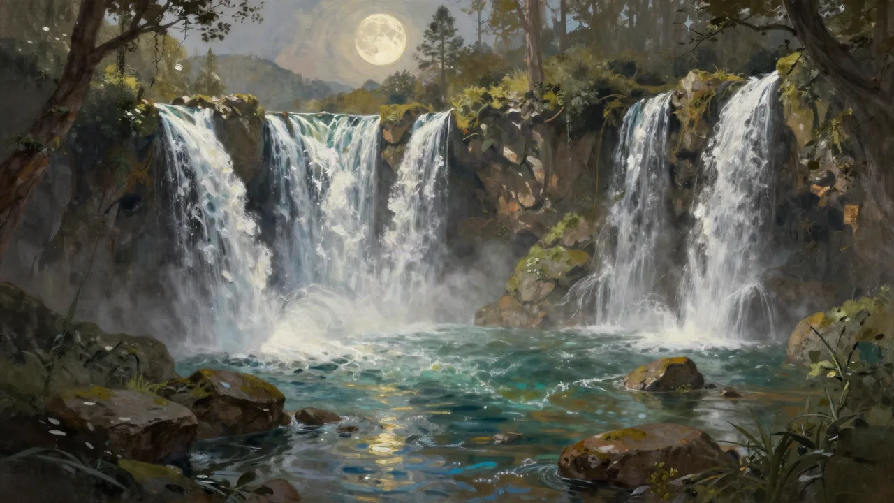 The Moonlit Falls Panorama